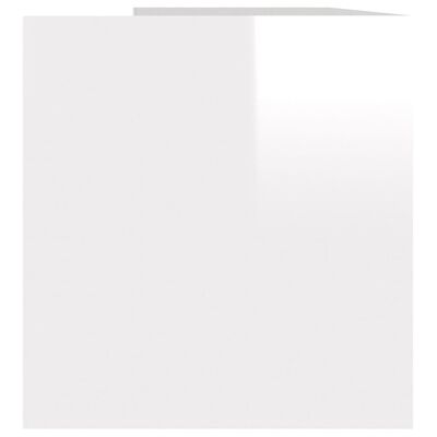 vidaXL صندوق تخزين فينيل أبيض لامع 71×34×36 سم خشب حبيبي