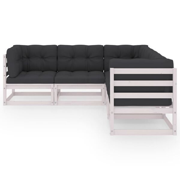 vidaXL VidaXL طقم جلسة حديقة 5ق مع وسائد خشب صنوبر صلب (805716+805731+805736)