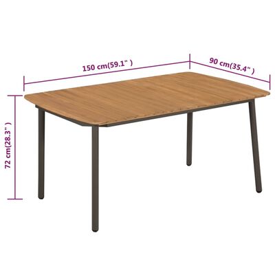 vidaXL طاولة حديقة 150×90×72 سم خشب أكاسيا صلب وفولاذ
