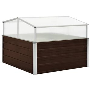 vidaXL دفيئة بني 100&times;100&times;85 سم فولاذ مجلفن