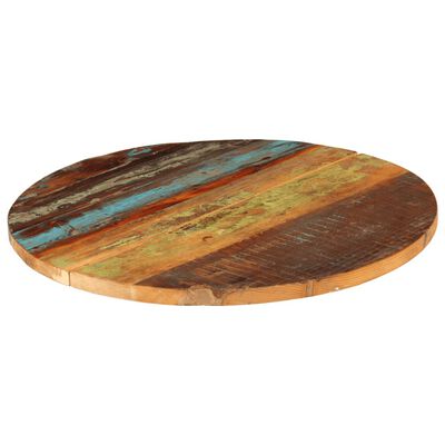 vidaXL سطح طاولة دائري 60 سم 25-27 ملم خشب صلب مستصلح