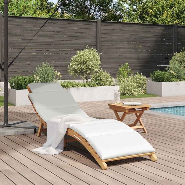 vidaXL sunlounger حديقة مع وسادة بني 198 x 55 x 58.5 سم خشب تيك صلب
