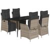 vidaXL 5 Piece Garden Dining Set with Cushions Grey Poly Rattan - Untranslated