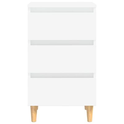 vidaXL خزانات سرير بأرجل خشبية 2 قطع أبيض 40×35×69 سم