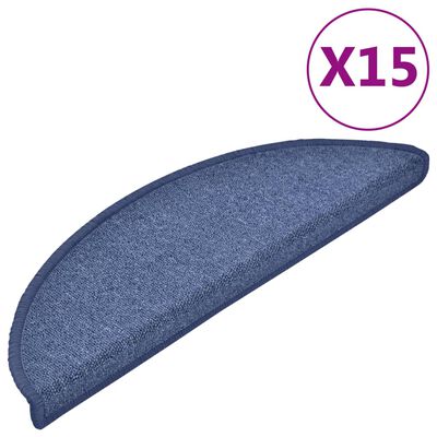 vidaXL دواسات سجاد الدرج 15 ق أزرق 56×17×3 سم