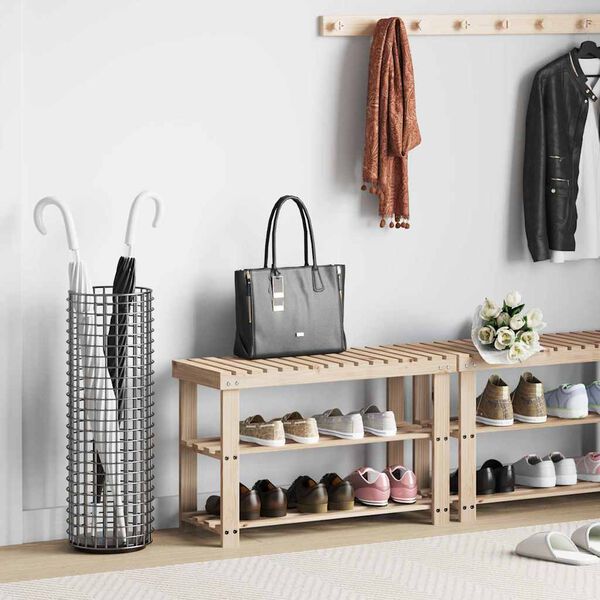 vidaXL حامل أحذية 2 في 1 مع مقعد علوي خشب تنوب صلب