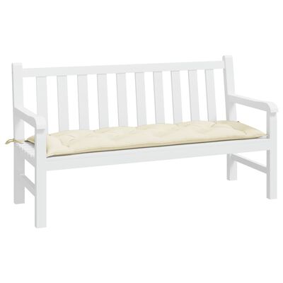 vidaXL وسادة مقعد حديقة أبيض كريمي 150×50×7 سم قماش