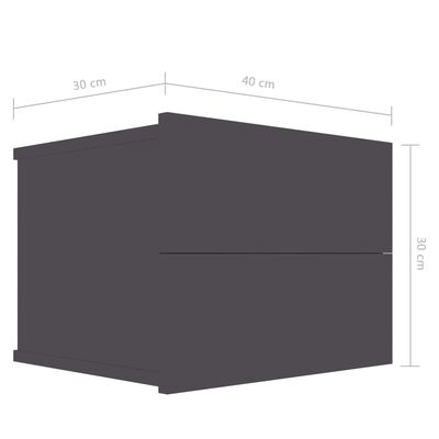 vidaXL خزانات سرير جانبية 2 ق رمادي 40×30×30 سم خشب مضغوط