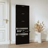 vidaXL Shoe Cabinet Black 59x17x169 cm Engineered Wood - Untranslated