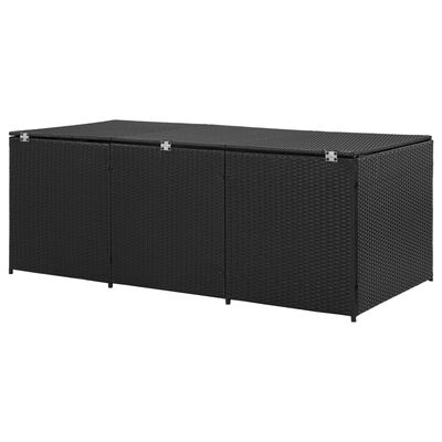vidaXL صندوق تخزين للحديقة بولي روطان 180×90×70 سم أسود