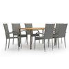 3072496 vidaXL 7 Piece Garden Dining Set Poly Rattan Grey (44234+310088) - Untranslated
