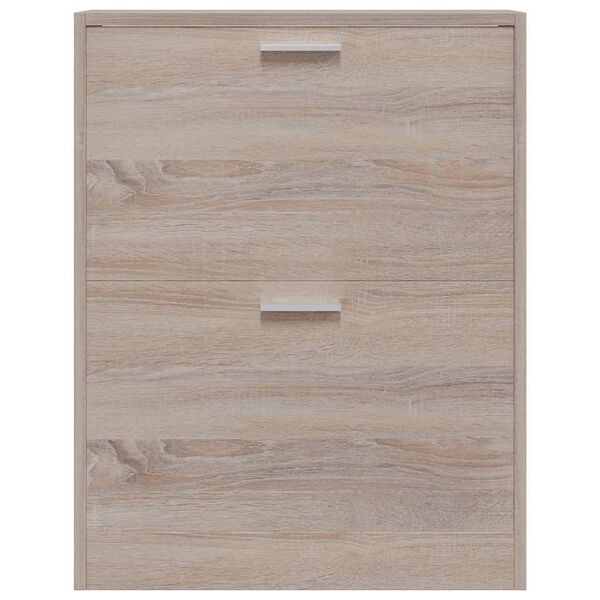 241243 خزانة أحذية خشبية بمظهر خشب البلوط مع 2 حجيرات