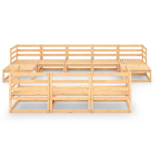 vidaXL عدد 10 قطع طقم جلسة حديقة خشب صنوبر صلب