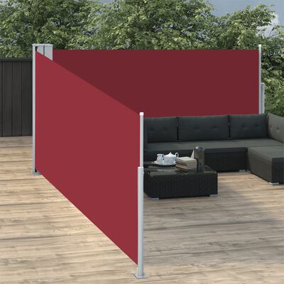 vidaXL مظلة جانبية قابلة للسحب أحمر 100×1000 سم