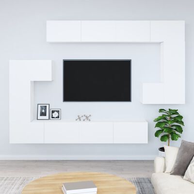 vidaXL خزانة تلفزيون مثبتة على الحائط لون أبيض خشب صناعي