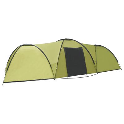 vidaXL خيمة تخييم كوخية 650×240×190 سم 8 أشخاص لون أخضر