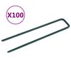 vidaXL مسامير عشب صناعي 100 ق على شكل حرف U حديد