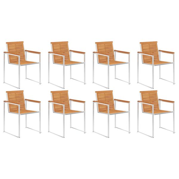 vidaXL كراسي حديقة 8 قطع مع وسائد خشب أكاسيا صلب