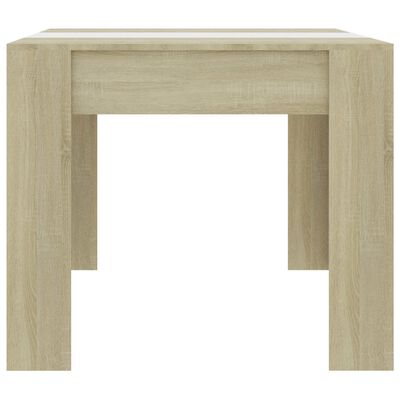 vidaXL طاولة سفرة أبيض وسونوما أوك 180×90×76 سم خشب حبيبي