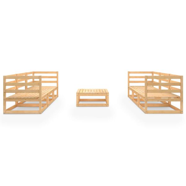 vidaXL عدد 7 قطع طقم جلسة حديقة خشب صنوبر صلب