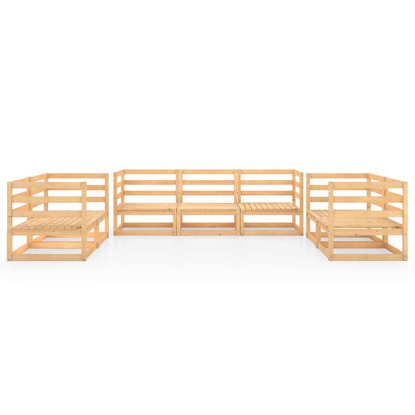 vidaXL عدد 7 قطع طقم جلسة حديقة خشب صنوبر صلب