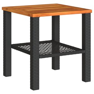 vidaXL طاولة حديقة لون أسود 42x40x40 سم بولي روطان وخشب أكاسيا