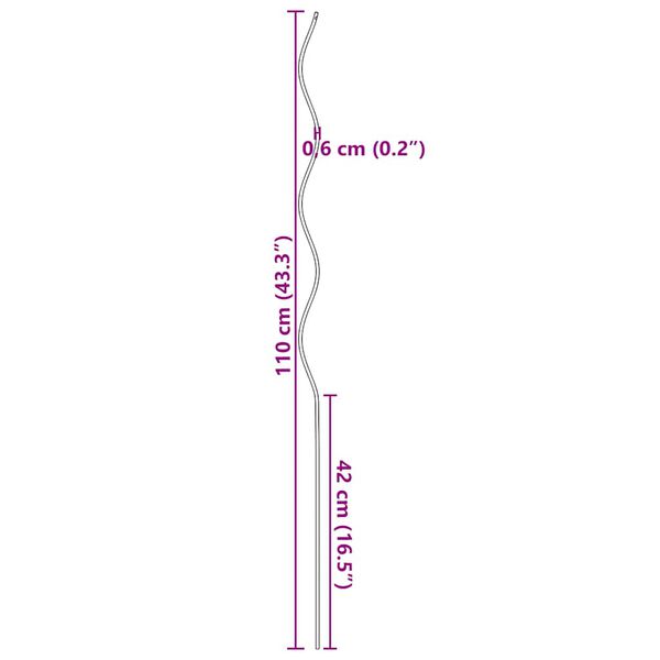 vidaXL دعامات نباتات لولبية 20 ق 110 سم فولاذ مجلفن