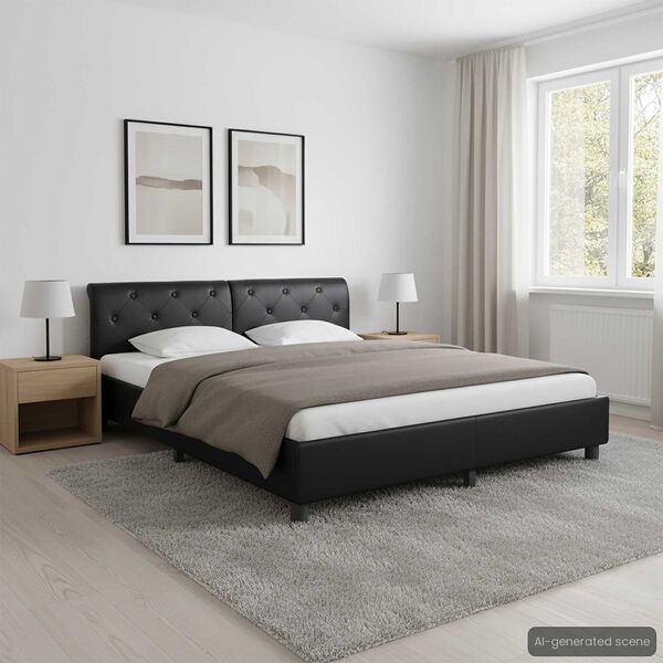 vidaXL إطار سرير دون مرتبة لون أسود جلد صناعي 180×200 سم