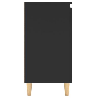 vidaXL خزانة جانبية مع أرجل خشبية صلبة أسود 60×35×70 سم خشب حبيبي