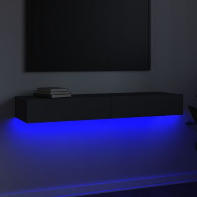vidaXL خزانة تلفزيون مع أضواء ليد رمادي 120×35×15.5 سم