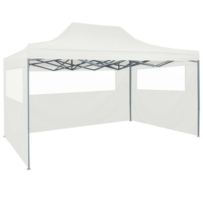 vidaXL خيمة حفلات احترافية قابلة للطي مع 4 جدران جانبية 3×4 م فولاذ أبيض