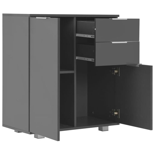 خزانة جانبية vidaXL لون رمادي لامع جداً 71×35×80 سم خشب صناعي