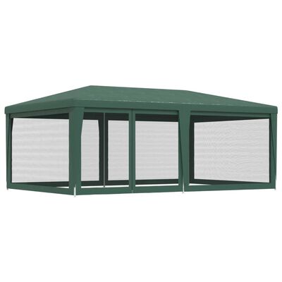 vidaXL خيمة حفلات ذات 6 جدران جانبية شبكية أخضر 6×4 م HDPE