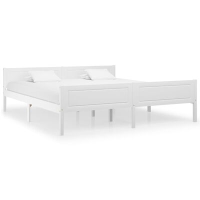 vidaXL إطار سرير خشب صنوبر صلب أبيض 180×200 سم