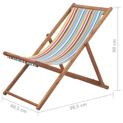 vidaXL كرسي شاطئ قابل للطي قماش مع إطار خشبي متعدد الألوان