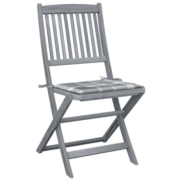 vidaXL كراسي خارجية قابلة للطي 2 ق مع وسائد من خشب أكاسيا صلب