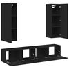 vidaXL طقم خزانة تلفزيون 4 قطع خشب صناعي أسود