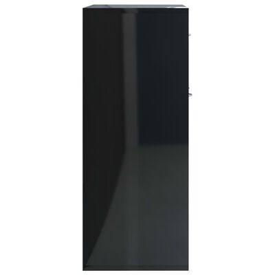 vidaXL خزانة جانبية أسود لامع 88×30×70 سم خشب حبيبي