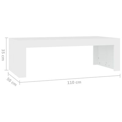 vidaXL طاولة قهوة أبيض 110×50×35 سم خشب صناعي
