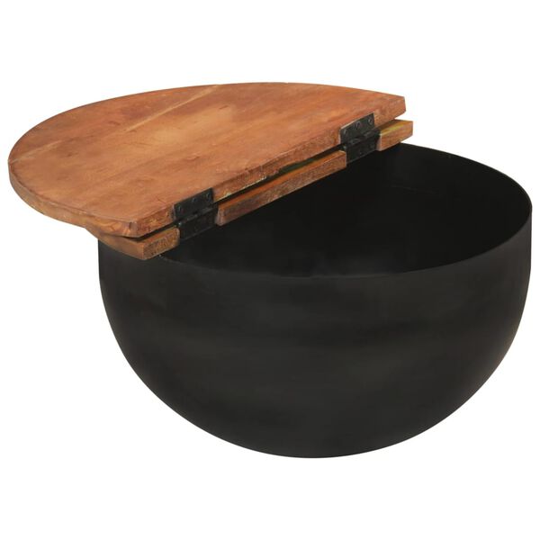 vidaXL طقم طاولة قهوة 2ق أسود خشب مستصلح صلب