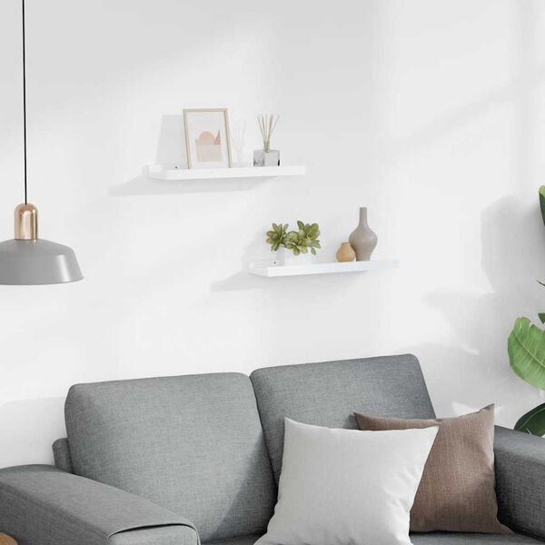 vidaXL رفوف إطار الصور، قطعتان، أبيض، 40&times;9&times;3 سم، خشب ليفي متوسط الكثافة (MDF)