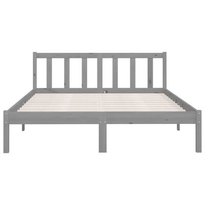 vidaXL إطار سرير خشب صنوبر صلب رمادي 120×200 سم