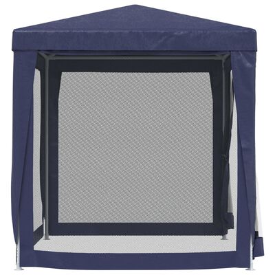 vidaXL خيمة حفلات مع 4 جدران جانبية شبكية أزرق 2×2 م HDPE
