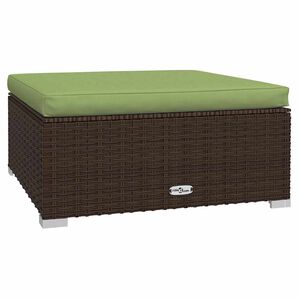 vidaXL مسند قدم حديقة مع وسادة بني 70&times;70&times;30 سم بولي روطان
