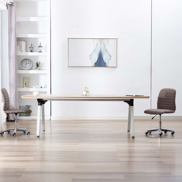 vidaXL كراسي سفرة 2 ق قماش لون رمادي داكن