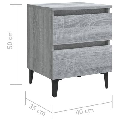 vidaXL خزانة سرير بأرجل معدنية سونوما رمادي 40×35×50 سم