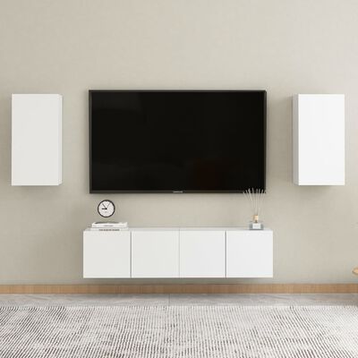 vidaXL خزانات تلفزيون 2 ق أبيض 30.5×30×60 سم خشب مضغوط