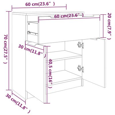 vidaXL خزانة جانبية سونوما أوك 70x30x60 سم خشب صناعي