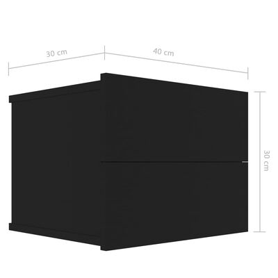 vidaXL خزانة سرير جانبية أسود 40×30×30 سم خشب مضغوط