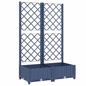 vidaXL وعاء زراعة للحديقة من مع تعريشة باللون الأزرق والرمادي 80x40x121.5 سم PP